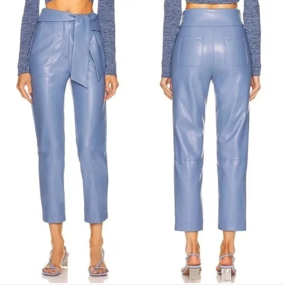 NWT Simkhai Tessa Blue Vegan Faux Leather Fold-Over Waist...